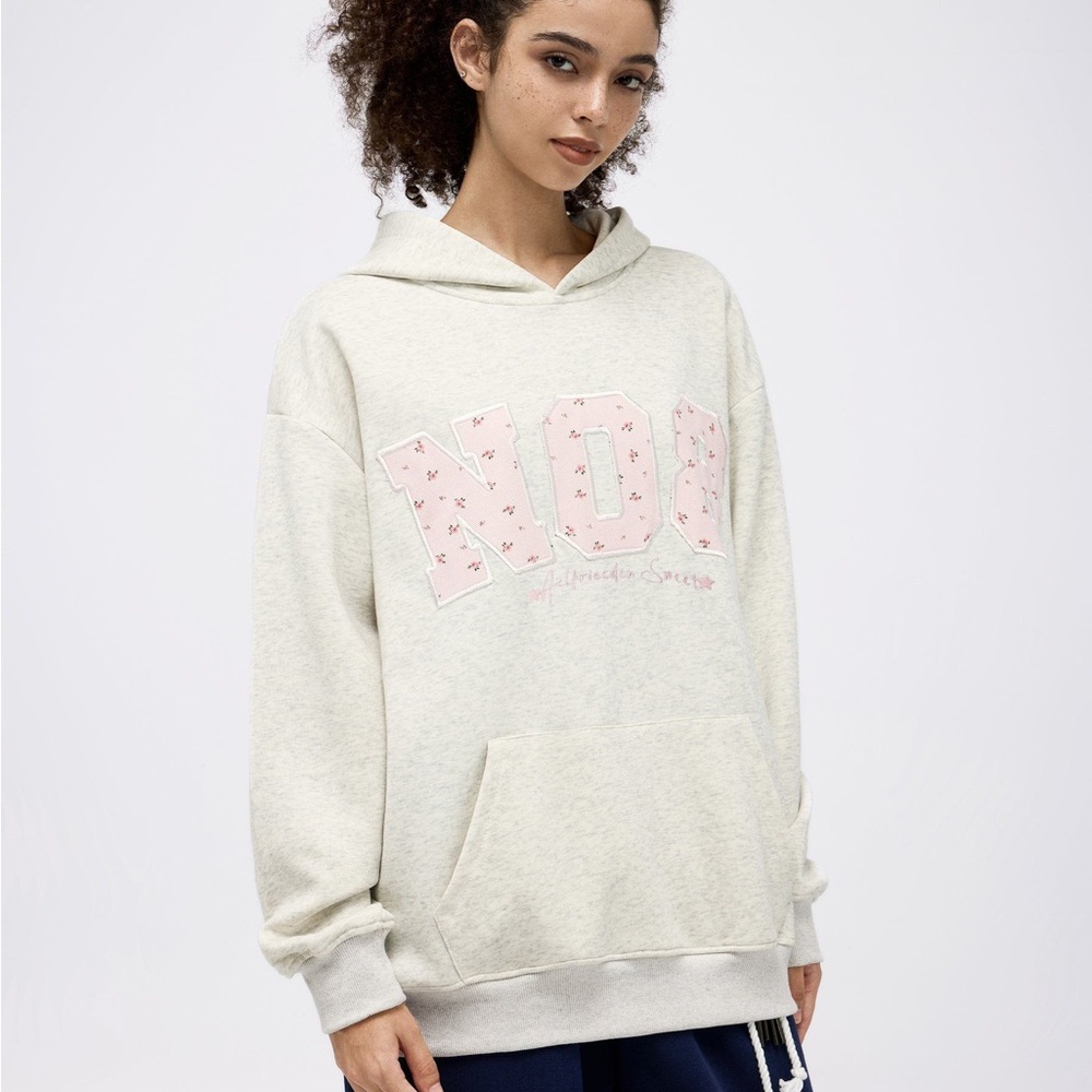 Aelfric Eden Cream Hoodie with Pink Graphic